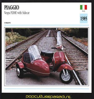 1985 PIAGGIO P200E VESPA SCOOTER w/Sidecar BIKE CARD