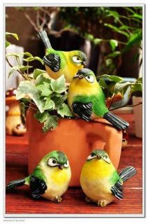 Four Tiny Resin Birds Home Yard & Garden Decor Products & Gifts