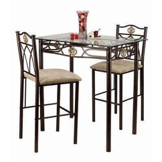 Home Bistro/Bar Table/ Pub Set in Gold .1 Table, 2 Stools