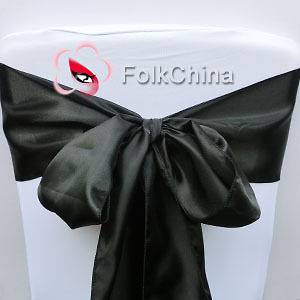 Black Satin Chair Cover Bow Sash Wedding Party Decor Banquet WED SCS 