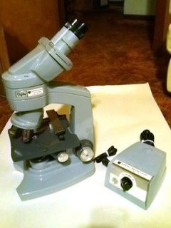 American Optical Fifty, Binocular Microscope with Light Source & 4 