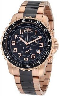   Invicta 1327 Chronograph Black Dial Two Tone Stainless Stee​l Watch