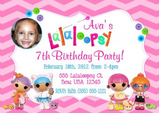 Printed Lalaloopsy Custom Birthday Invitations/Thank You 4X6 or 5X7 