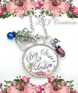 LITTLE~MIDDLE~​BIG SISTER~PERSONA​LIZED Name HEART CHARM Necklace 