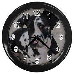 10 inch Black Wall Clock Harlequin Great Dane Puppy Dog Black & White