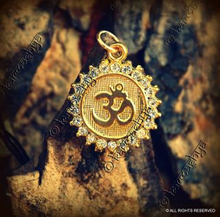   PENDANT PEWTER MALA NECKLACE CHAIN HINDU BLING CHARM MANTRA OM
