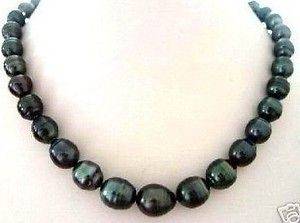 Newly listed NATURAL 8X9MM TAHITIAN RICE BLACK PEARL NECKLACE 18“