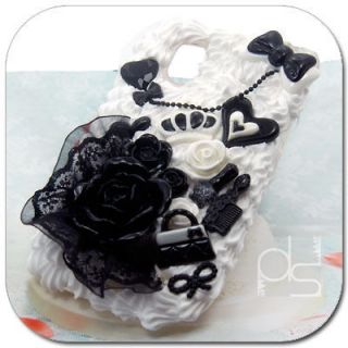 3D Black Rose Whipped Cream Hard Skin Case Back Cover For T mobile HTC 