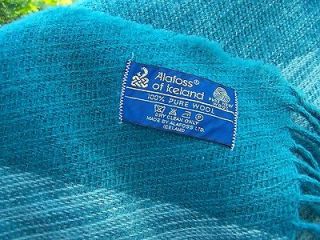   Blue Label Alafoss of Iceland Wool Blanket Spread Throw Aqua Blue