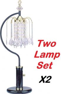   SHIPPING**2 LAMP SET** 27 BLACK AND BRASS CHANDELIER TABLE TOP LAMPS