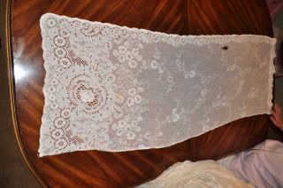   OFF WHITE VICTORIAN SCALLOP LACE NET CURTAINS 3 PANELS BEAUTIFUL