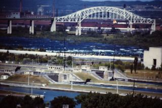 1969 ORIGINAL KODACHROME SLIDE: ALGOMA STEEL BUILDING, SOO? SHIP LOCKS