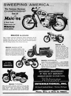 1956 Maico Typhoon & Blizzard Motorcycle Original Ad