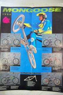 Old School Mongoose Bicycle BMX 1994 Catalog Poster NEW Old Stock 