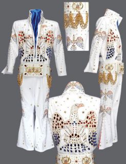 DELUXE SHOW QUALITY ELVIS IMPERSONATOR KING JUMPSUIT COSTUME SM THRU 