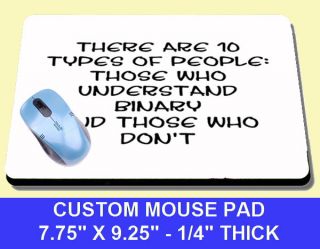 COOL BINARY JOKE MATH FUNNY MOUSE PAD CHOICE OF 3 COLOR