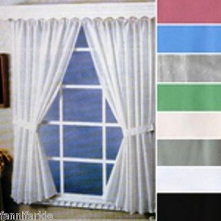 BLUE BATHROOM \ SHOWER WINDOW CURTAIN ~ 45 x 36 ~ TIE BACKS & HOOKS 