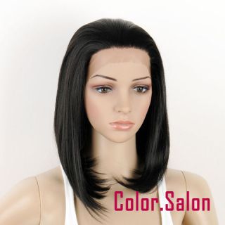   TIED Synthetic Hair LACE FRONT FULL WIGS GLUELESS BOB Off Black 93#1B