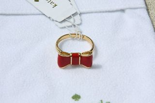 NWT Kate Spade Jewelry Gold Plated Take a Bow Ring Modern Red Size 6