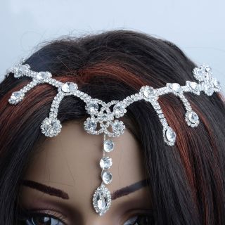   Pretty Rhinestone Hair Clip Wedding Bridal Tiara Headband Silver White