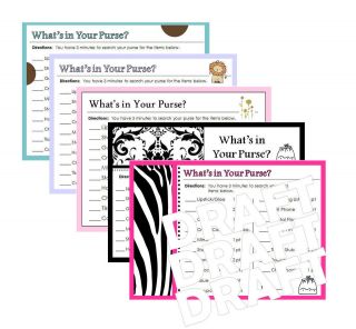 BRIDAL WEDDING BABY SHOWER Game: Whats In Your Purse * Digital 