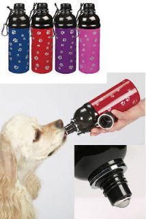 16 oz Stainless Steel Travel Water Bottle dispenser DOG Pet DISH w 