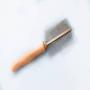 Pet Dog/ Cat Metal Teeth Double Side Wood Handle Comb Brush Rake Tool 