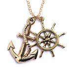   anchor ships wheel vintage brass necklace pendant by 81stgeneration