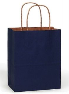 30 NAVY BLUE Kraft CUB Gift Handle Bags 8x4.5x10.25 Paper Shopping 