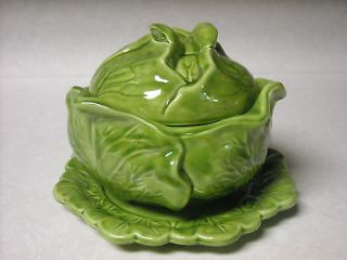 HOLLAND MOLD CABBAGE HEAD BOWL WITH LID AND UNDERPLATE