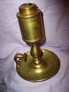 ANTIQUE BRASS CANDLE HOLDER CHAMBERSTICK~H​AND FORGED RIVETS 