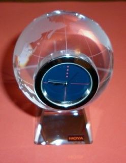 Gorgeous Hoya Crystal Clock Globe on Crystal Base with Japanese Time 