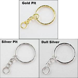 20Pcs Split Key Rings 25mm With Chain Gold,Silver,Dull Silver S064