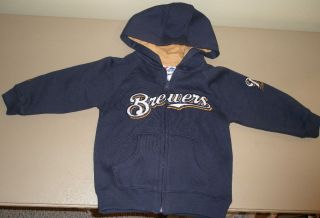 Milwaukee Brewers Baby Boys Majestic Hooded Sweatshirt Toddler Size 2T 