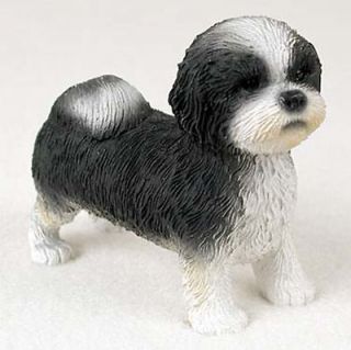 Shih Tzu Hand Painted Collectible Dog Figurine Blk/Wht Puppy