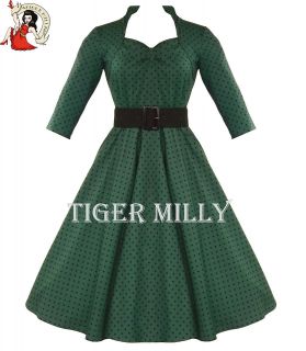 Hell Bunny Swing Dress Green 50s Rockabilly Momo Vintage