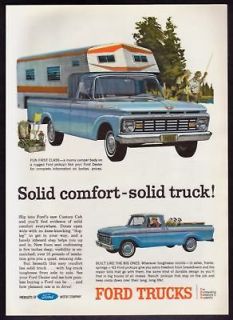 1963 Ford Custom Cab Pickup Truck Camper Body print ad