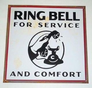 RING BELL FOR SERVICE AND COMFORT hotel motel college metal TIN SIGN