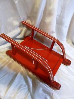 ANTIQUE LITTLE WOOD SLED SLEIGH TOY RED PAINT GREAT