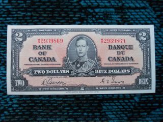 1937 Canada $2 W/B 2939869 paper money note Catalog: $100 120