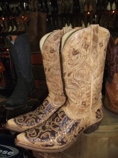 Corral Mens Antique Caiman Inlay Boots A1237