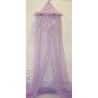 BED CANOPY WITH SILVER SEQUINS AND PIPING   PURPLE