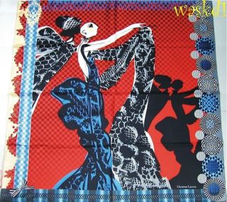 CHRISTIAN LACROIX dramatic Red checkered FEMME FATALE silk scarf NWT 