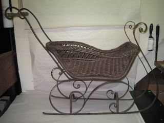 Antique Rattan Baby/Doll Carriage Sled Circa 1880