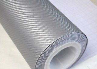 127cm(1.27m) X 30cm 3D Carbon Fiber Paper Wrap Roll Sticker silvery 