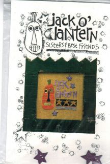 Cross Stitch Jack O Lantern w/ 3 Purple Metal Buttons Sisters & Best 