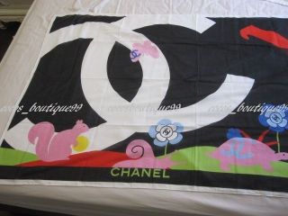 Auth CHANEL Baby Animal Huge Sarong Cotton Scarf Stole NEW Rare