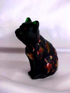   Glass Hand Carved Kelsey Murphy Gone Fishin Curious Cat Figurine MIB
