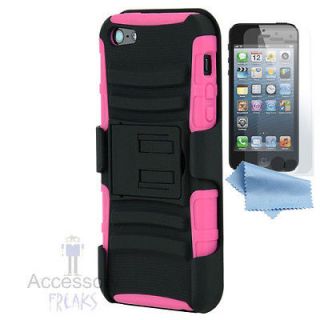   BELTCLIP HOLSTER CASE HOT PINK w/ Screen Guards For Apple iPhone 5
