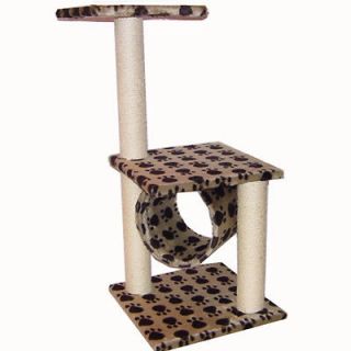 Cat Tree Condo House w/ Tunnel Scratching Post Scratch Furniture Toy 
